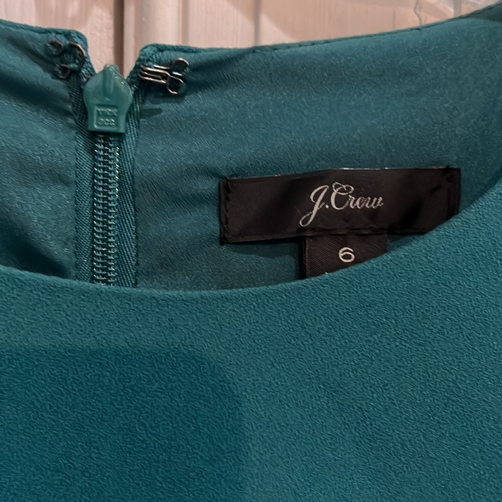 J. Crew Jade Green Long Sleeve Crepe Dress Size 6 - Picture 5 of 9
